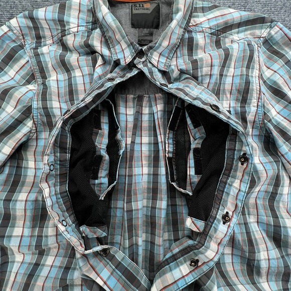 5.11 Tactical Single Flex Covert Snap Button Shirt Mens M Blue Plaid RAPIDraw - Picture 4 of 9